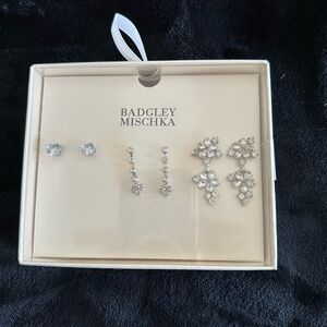 Badgley Mischka Silver Earring Set